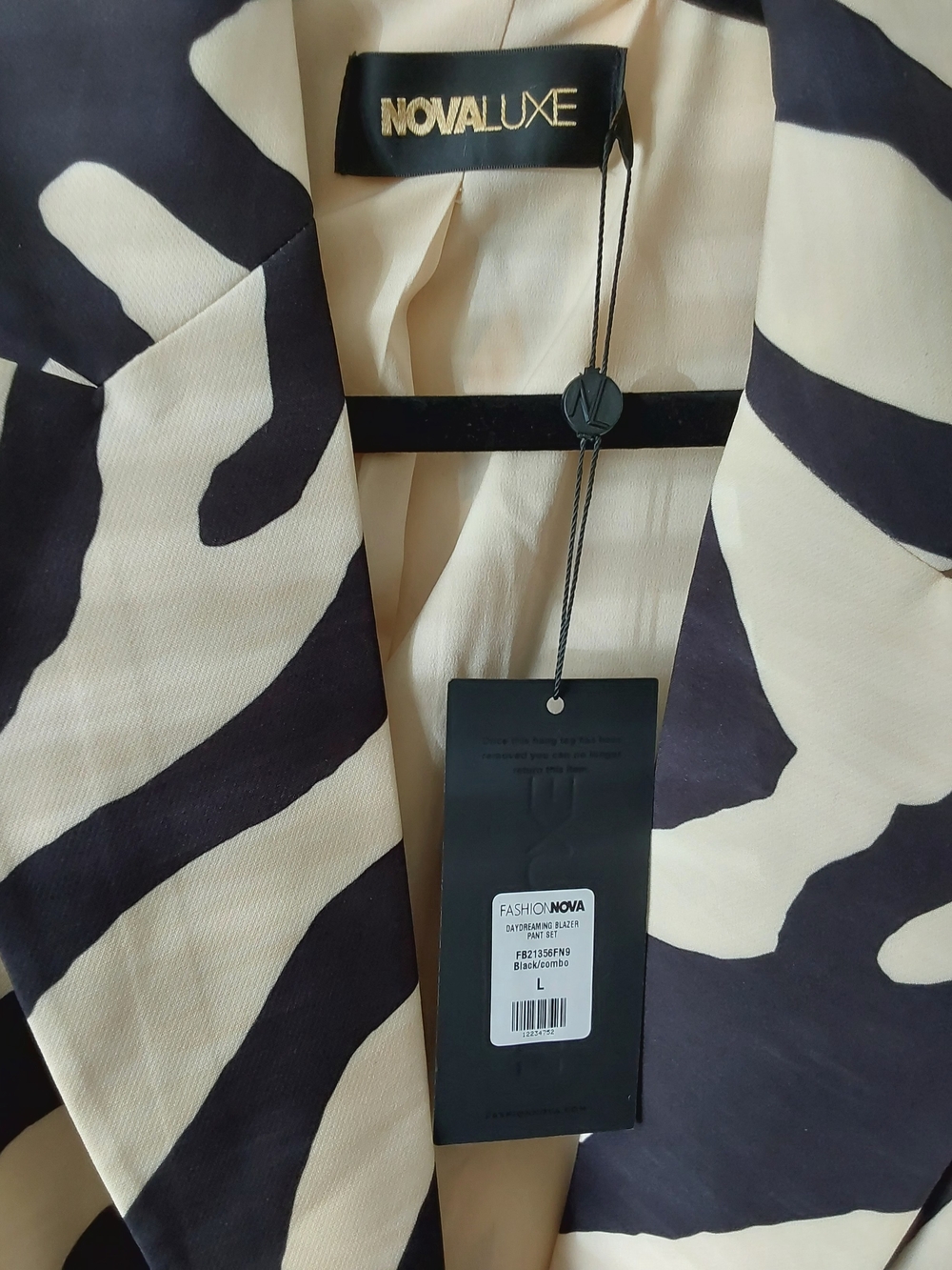 NOMI & CO Zebra Print Blazer and Pant Set - Black & Cream - Picture 2 of 8